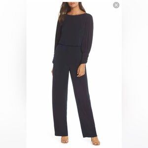 Vince Camuto Blouson Wide -leg Navy Jumpsuit